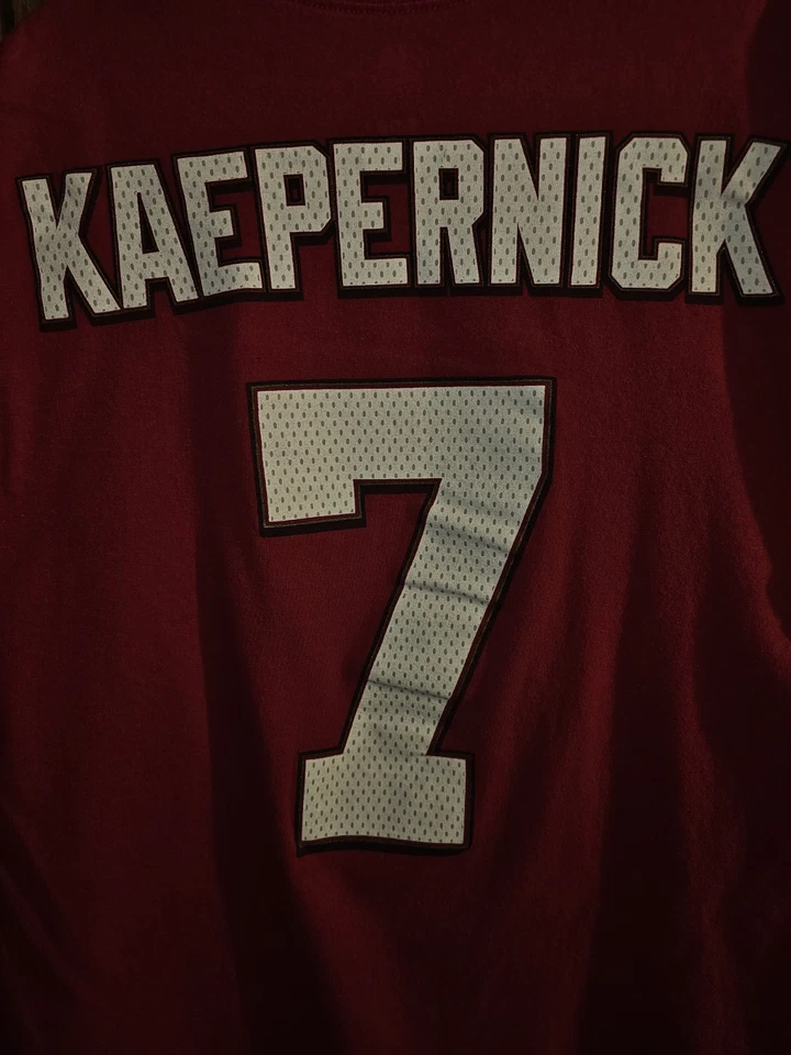 Camiseta San Francisco 49ers Colin Kaepernick 2014 XL Para Hombres Roja Gráfica Logo NFL Foto 3 de 4