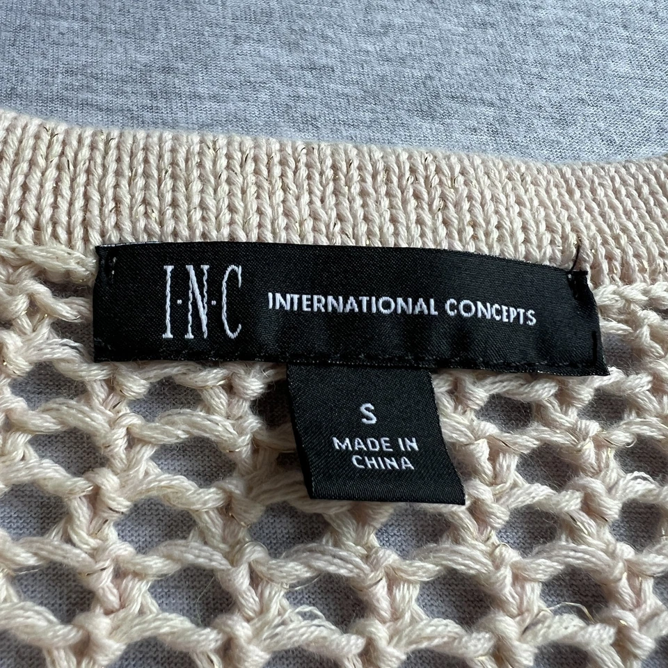 Suéter INC Para Mujer Pequeño Rojo Melocotón Metálico Ombre Tejido Crochet Encubrimiento Boho Foto 3 de 4