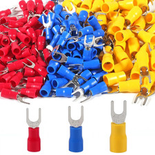 100pcs U-Type Fork Spade Wire Connectors Insulated Crimp Terminals 22-10 AWG