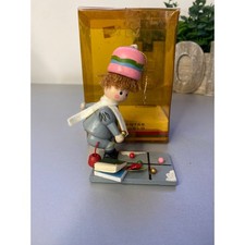 Santas World Wooden Figurine Boy Skiing Ornament Christmas Decor