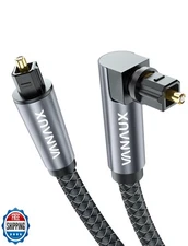VANAUX 90 Degree Optical Cable, SPDIF Audio Optical Cord, 360 Degree Rotatabl