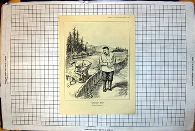 Antiker alter Druck EH Shepard Honest Joe German Examining Map Bent Down 1941