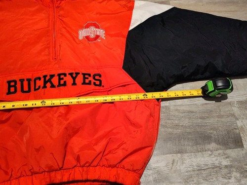 Vtg 90s Logo 7 Ohio State Buckeyes OSU Pullover Quilt Lined Jacket L Front Pouch - Picture 14 of 22