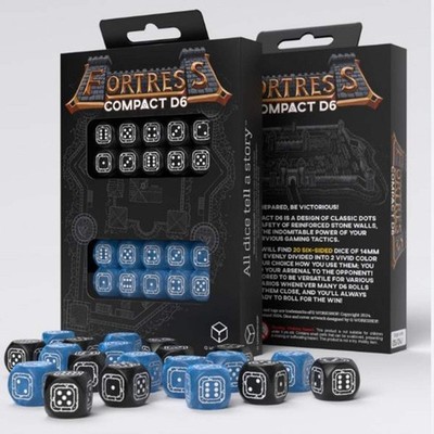 Q-Workshop Fortress Black And Blue Compact 20D6 Dice Set NEW