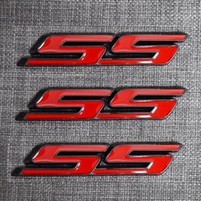 3pcs SS Side Emblems Badge Nameplates 3D Raised Strong Adhesive Black Red