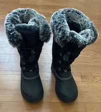 Kamik Girls Snowgypsy Waterproof Faux Fur Lined Winter Snow Boots, Black, 5
