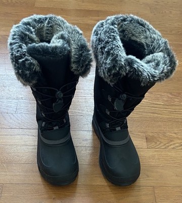 Kamik Girls Snowgypsy Waterproof Faux Fur Lined Winter Snow Boots, Black, 5