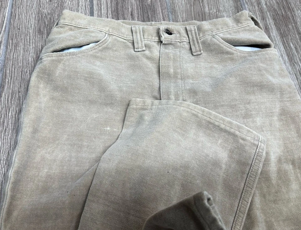Pantalones de gamuza sintética Wrangler vintage años 70 corte bota vaquero acampanado talla 30x34 hechos en EE. UU. Foto 2 de 4