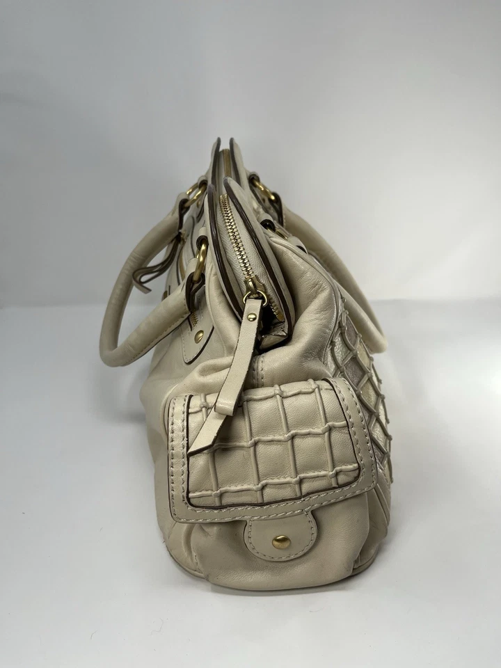 Bolso de Mano Isabella Fiore Multi Crema y Dorado Patrón a Cuadros Cuero Foto 4 de 4