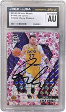 2024-25 Mosaic #100 Cherry Blossom Choice Luka Doncic 9/20  JSA Authentic Auto