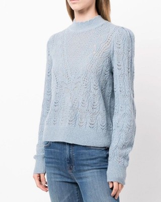 NWT Veronica Beard FAB! Makani Pointelle Knit Alpaca Blend Blue Sweater S  $448