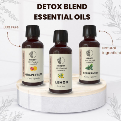 Heroot Detox Aroma Aromatherapie Combo | Grapefruit, Zitrone & Pfefferminze E...
