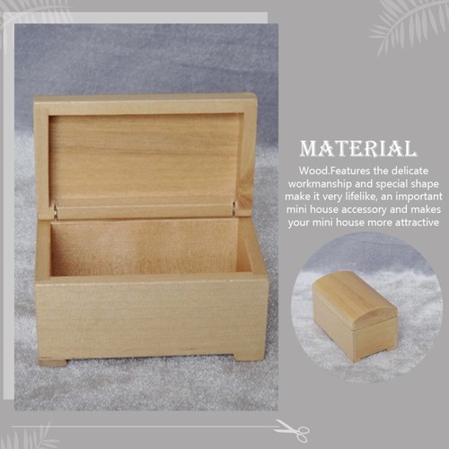 Miniature Wooden Wooden Chest Box Miniature Treasure Box Nursery Pretend Toy - 第 9/12 張圖片