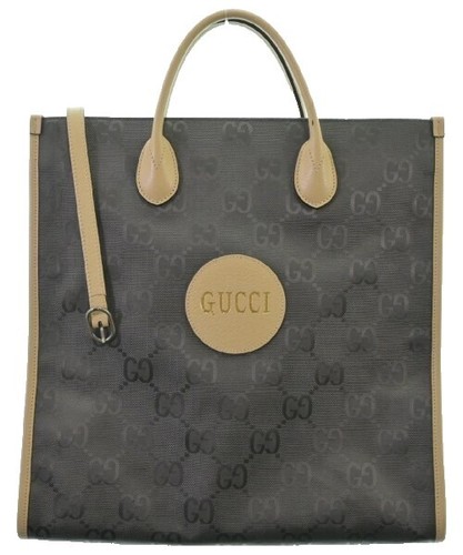 GUCCI Logo Swing Shoulder Tote Bag Leather Gray Pink Gold-plated