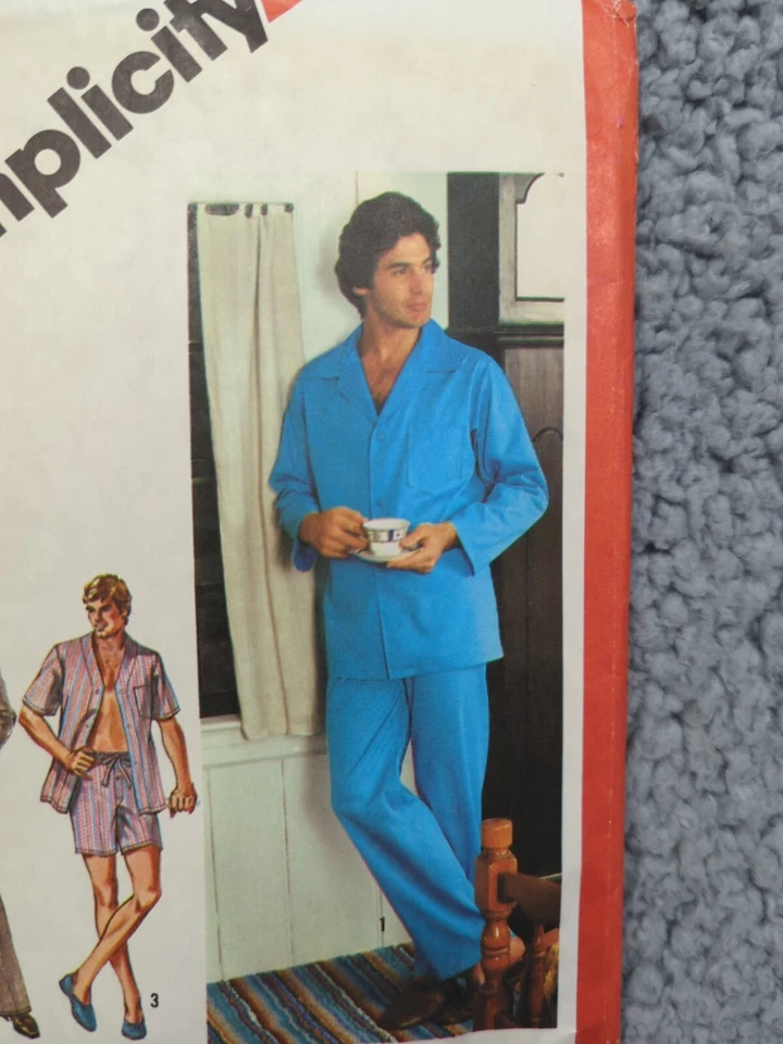 Pajamas Sleep Pants Short Shirt Mens 46 - 48 Simplicity 6381 Sewing Pattern Cut - Image 3 of 4