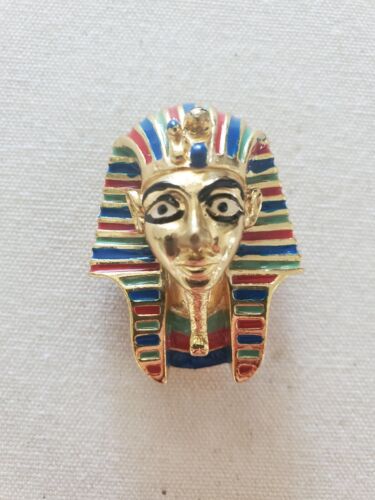 Vintage Tutankhamun brooch marked Sphinx.  Gold t… - image 1