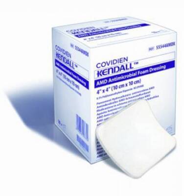 Cardinal Health Kendall AMD Antimicrobial Foam Dressing 8'' x 8'' BX of 10