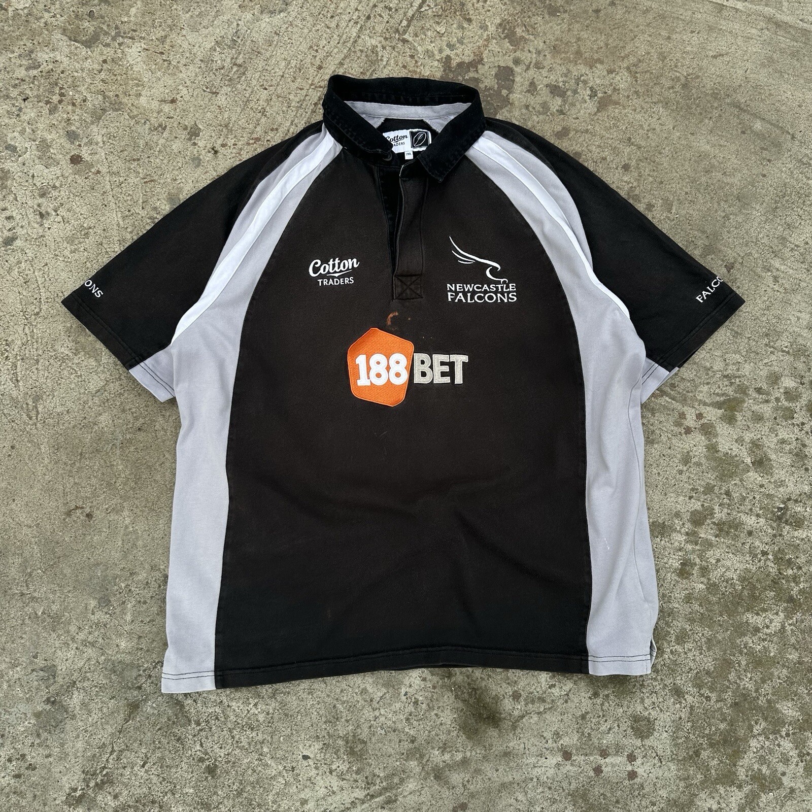 Vintage New Castle Falcons Polo 90s Y2K USA Style Band Tee Trash Cotton Traders