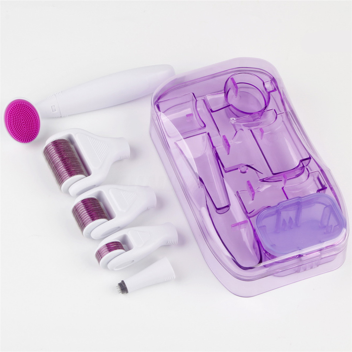 6 in 1 Derma Roller Microneedle Massage Skin Care Face Brush Travel Case  eBay