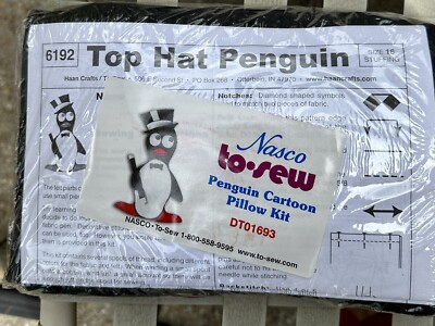 Nasco To-Sew Sewing Pattern Kit #6192 Top Hat Cartoon Penguin Fabric, Thread