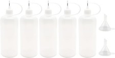 5 Pcs Precision Tip Applicator Bottles, 4 Ounce Needle Bottle, White Lid NEW