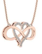 Infinity Heart Pendant Necklace Natura Diamond SI1 G 0.35 Ct Rose Gold Prong Set