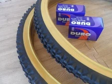 26” Pair of Duro 26x2.10 Gum Wall Mountain Bicycle Tires with Two inner tubes