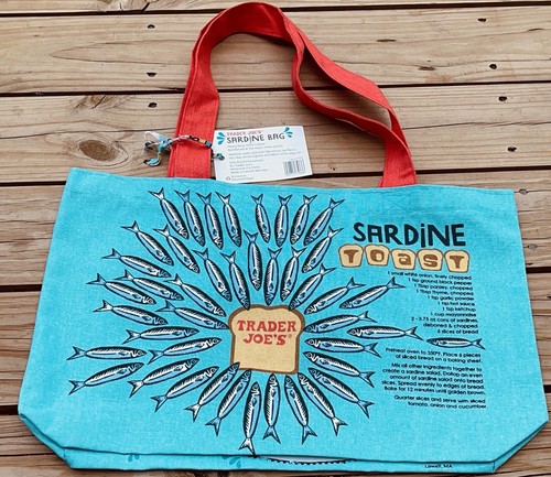 Trader Joes Reusable Heavy Cotton bag Sardine Shopping Bag, NWT••• - Picture 2 of 4