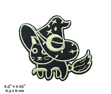 Cute Cat Witch Halloween Magic Witchcraft Broom Spooky Embroidered Iron On Patch