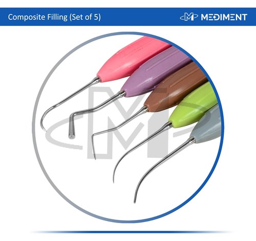 Dental Composite Filling Instruments Silicon Handle Colorful Set of 5 pcs CE UK - Picture 2 of 3