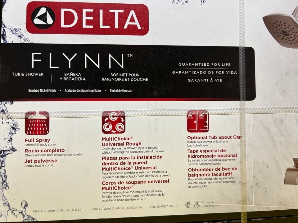 Delta FLYNN Tub & Shower Faucet Brushed Nickel Finish 144768CSS New eBay