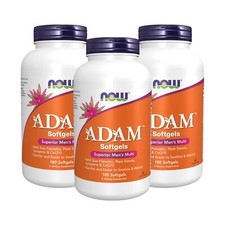 3 x NOW ADAM Superior Men's Multi-Vitamin Mineral CoQ10 180 SGels USA Made