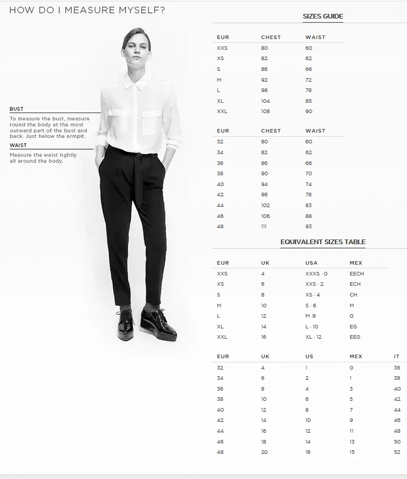 Discover 139+ mango pants size chart super hot in.eteachers