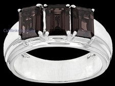 Natural Smoky Quartz Gemstones with 925 Sterling Silver Ring For Men's 266