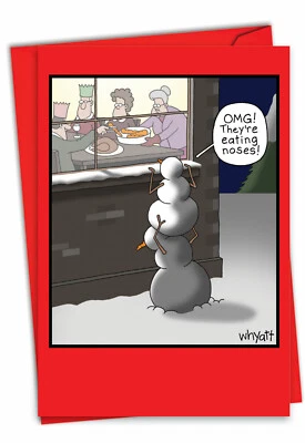 NOBLEWORKS 1 Funny Christmas Card with Envelope - Eating Noses C4535XSG