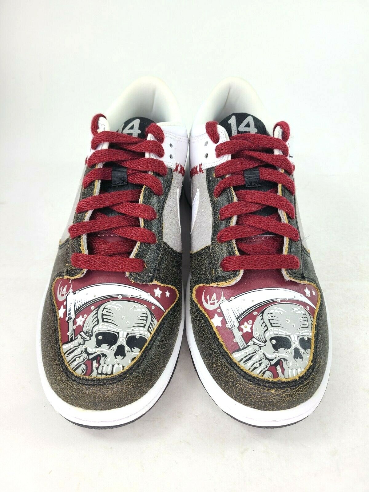 Skull Dunks Vintage Nike Dunk Low GS Sz 5.5 Grim Reaper White Red Grey Halloween ...