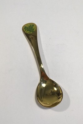 Georg Jensen Annual Löffel 1989 IN Vergoldet Sterlingsilber Mit Emaille