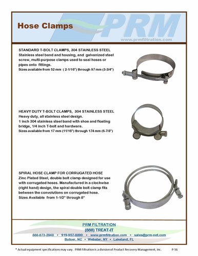 NEW (10) PACK 56-59 MM (2.20-2.32 IN) HD 304 STAINLESS STEEL T-BOLT HOSE CLAMP - Picture 5 of 5