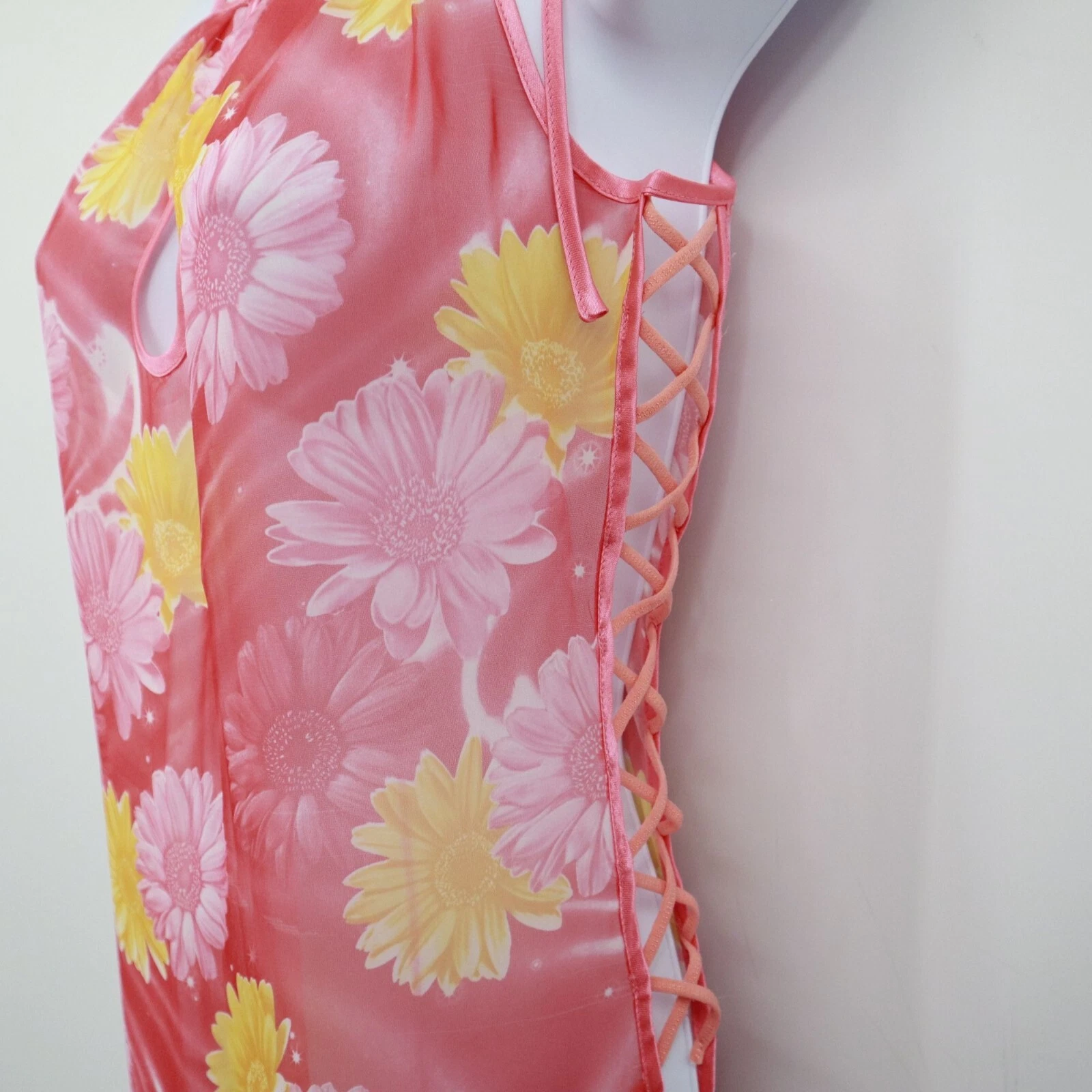 UNDERCOVER M.S.M Body Secret abito trasparente donna M rosa Y2K Bloomcore hippie retrò bambinaia