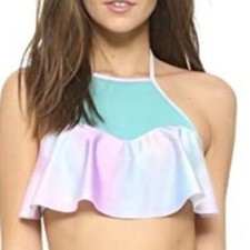 Wildfox Fairy Hologram Mermaid Bikini Top Size Medium Made in USA