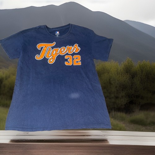 T-Shirt Detroit Tigers Uomo Large Majestic Blu #32 Michael Fulmer Maglia Palestra - Foto 3 di 24