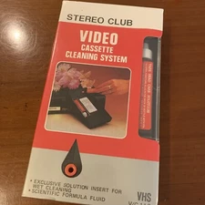 STEREO CLUB  VIDEO CASSETTE CLEANING SYSTEM VHS HEAD CLEANER NEW/SEALED .