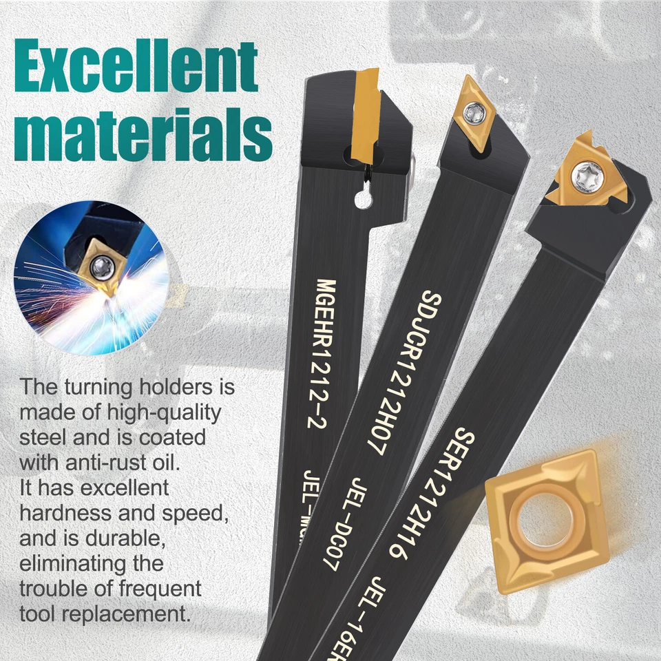 7X Drehmeißel Set Drehstahl Klemmhalter Bohrstange 7 Wendeschneidplatten - Bild 3 von 4