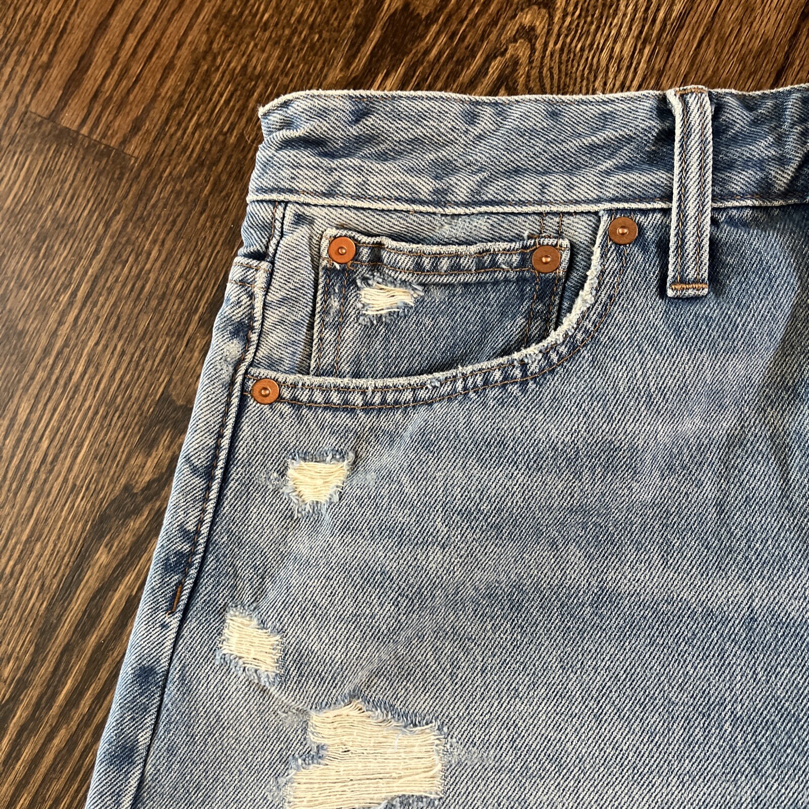 Madewell Relaxed Denim Shorts Size 27 Blue Raw Hem New with Tags - View 3