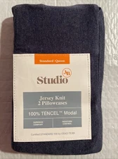 Studio 3B Queen Jersey Knit 2 Pillowcases Hthr Blue