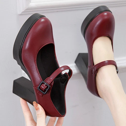 Women Mary Jane Ankle Strap Womens Chunky Platform Pumps Dressy Non-slip Buckle - Picture 22 of 26
