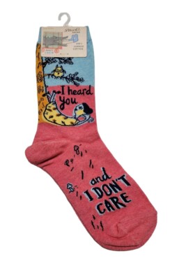 Blue Q Womens Crew Socks Size 5-10 I Heard You and I Don't Care Multi-color 