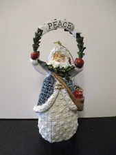 Roman Brand Peace Wreath Santa Gifts Figurine Ornament Knit Look Clothes Resin