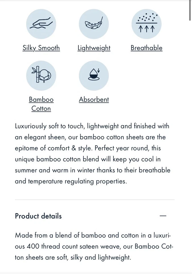 Sábana plana de algodón de bambú de 400 hilos 1 king Foto 3 de 4