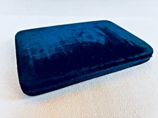 Antique Vtg Jewelry Necklace Presentation Box Case Blue Velvet Heavy Satin Linig